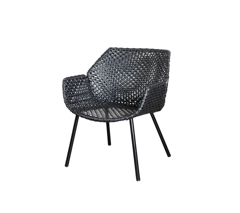 Vibe lounge chair van Cane-line in Black/graphite, small cross peel Weave, Geen – productfoto