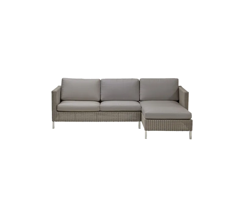Connect modular lounge sofa with chaise longue von Cane-line in Taupe, large round Weave incl. taupe Natté w/QuickDry & Airflow – Produktfoto