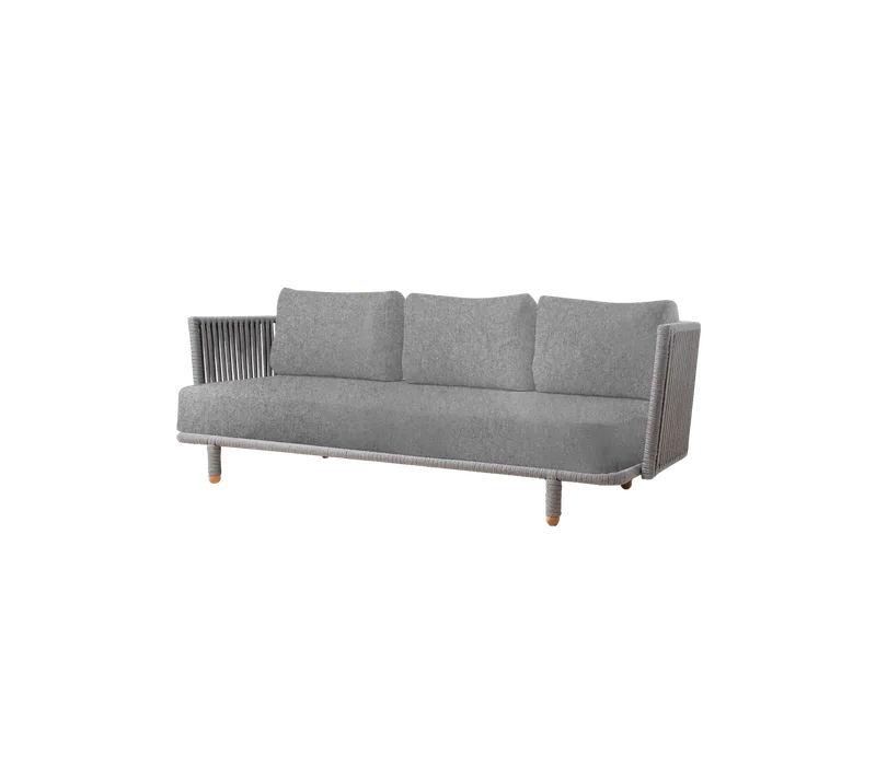 Moments 3-seater sofa von Cane-line in Grey, string open Soft Rope, Light grey, Zen – Produktfoto