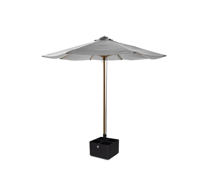 Classic parasol w/pulley system, dia. 3 m de Cane-line en Teak/100% solution dyed polyester 280g/m2, Lava grey/light grey, aluminium – photo du produit