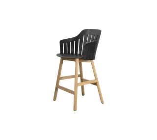 Choice counter chair van Cane-line in Black, polypropylene, up to 98% recycled, Teak – productfoto 2 van 2