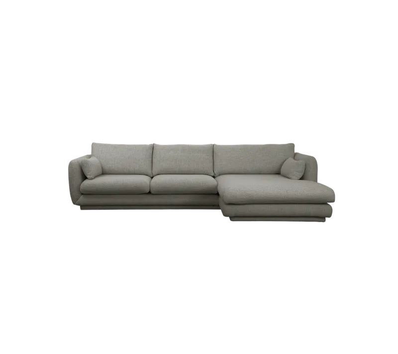 Bloom 2-seater sofa with chaise longue, left and plinth by Cane-line in Light grey, Essence – product photo