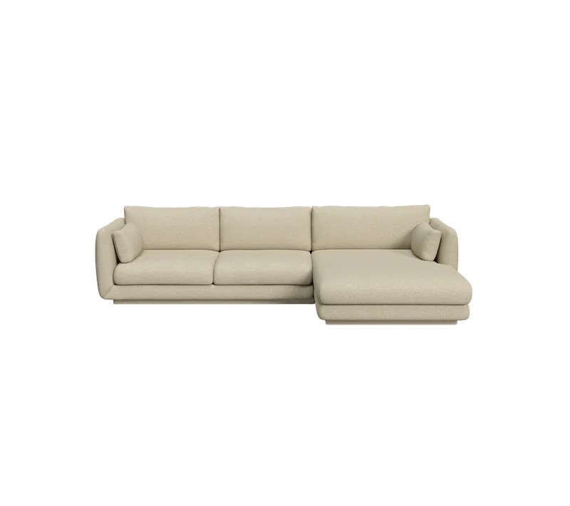Bloom 2-seater sofa with chaise longue, left and plinth by Cane-line in Light brown, Lola – product photo