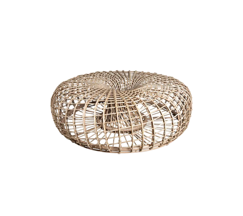 Nest coffee table/footstool, large by Cane-line in Natural, aluminium w/natural, medium round sticks Weave, None – product photo