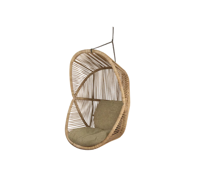 Hive chair von Cane-line in Natural, small round core Weave, Taupe, string Soft Rope, Turmeric yellow, Rise w/QuickDry & Airflow – Produktfoto