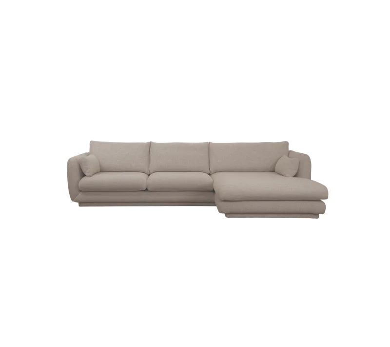 Bloom 2-seater sofa with chaise longue, left and plinth by Cane-line in Light brown, Prosecco – product photo