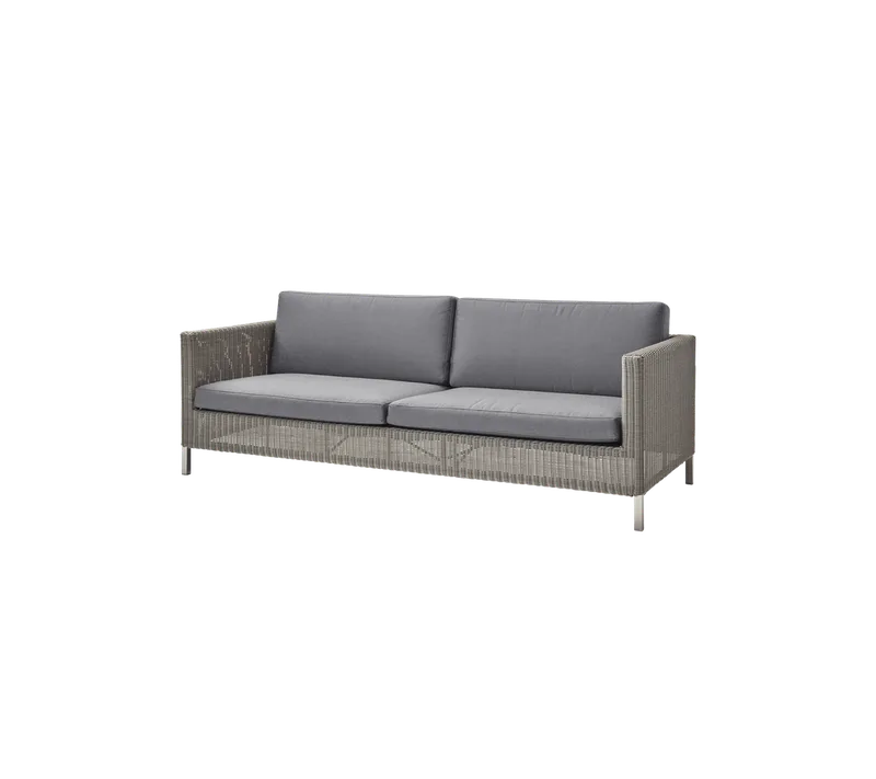 Connect 3-seater sofa by Cane-line in Taupe, large round Weave, Grey, Natté w/QuickDry & Airflow – product photo