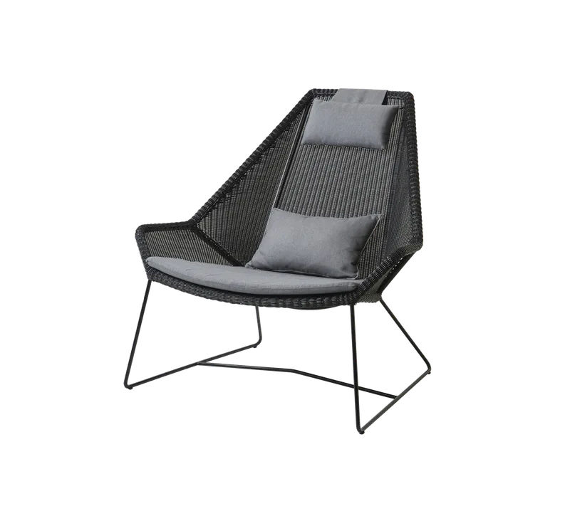 Breeze highback chair van Cane-line in Black, small round Weave, Grey, Natté – productfoto