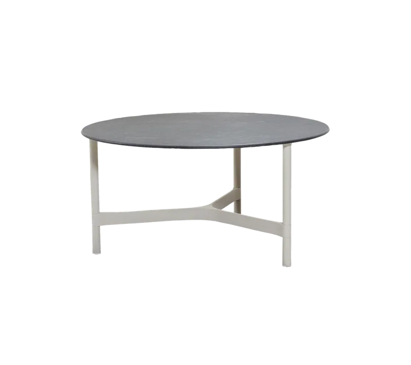 Twist coffee table, large by Cane-line in Sand, Aluminium, Fossil black, ceramic – product photo