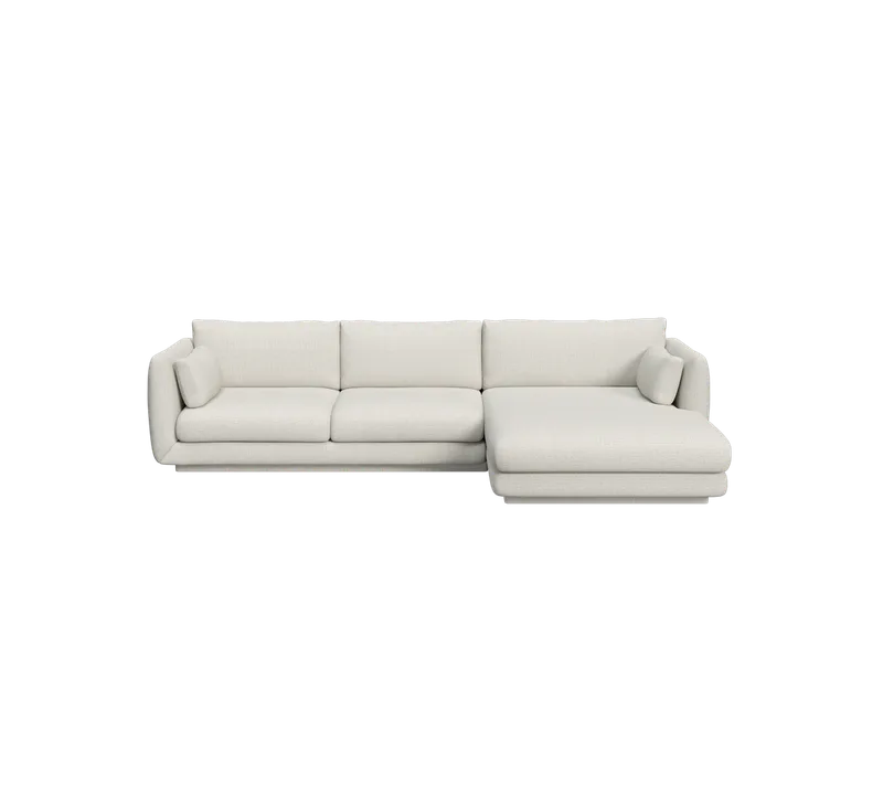 Bloom 2-seater sofa with chaise longue, left and plinth van Cane-line in Sand, Lola – productfoto