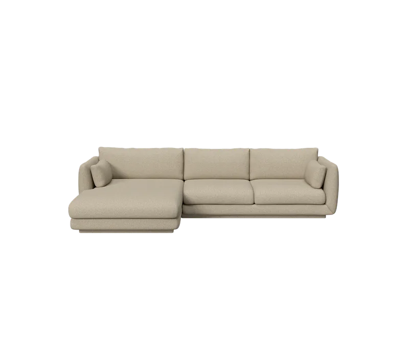 Bloom 2-seater sofa with chaise longue, right and plinth van Cane-line in Brown, Lola – productfoto