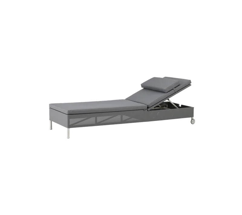 Rest sunbed Tex single von Cane-line in Grey, Tex incl. grey, Natté w/QuickDry & Airflow – Produktfoto
