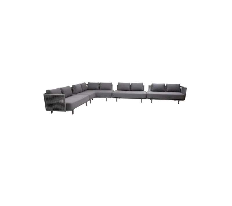 Moments modular corner sofa van Cane-line in Grey, string open Soft Rope incl. grey AirTouch w/QuickDry & Airflow – productfoto