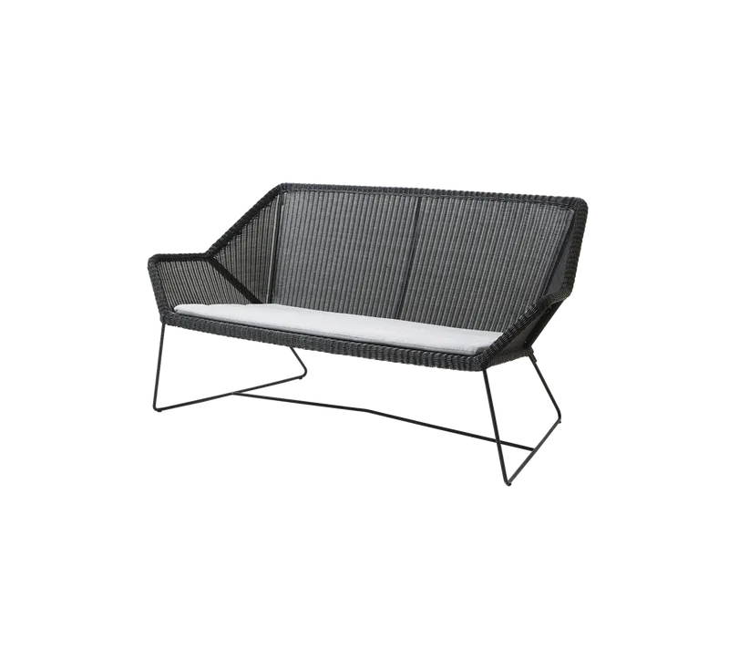 Breeze 2-seater sofa von Cane-line in Black, small round Weave, Light grey, Natté – Produktfoto