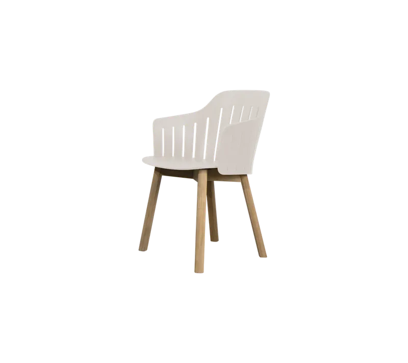 Choice chair with teak legs by Cane-line in Sand, polypropylene, up to 98% recycled, Teak – product photo