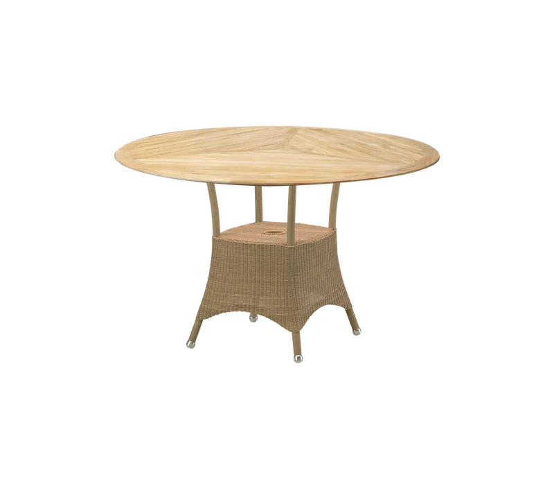 Lansing dining table, small van Cane-line in Natural, small round Weave, Teak, geometric – productfoto