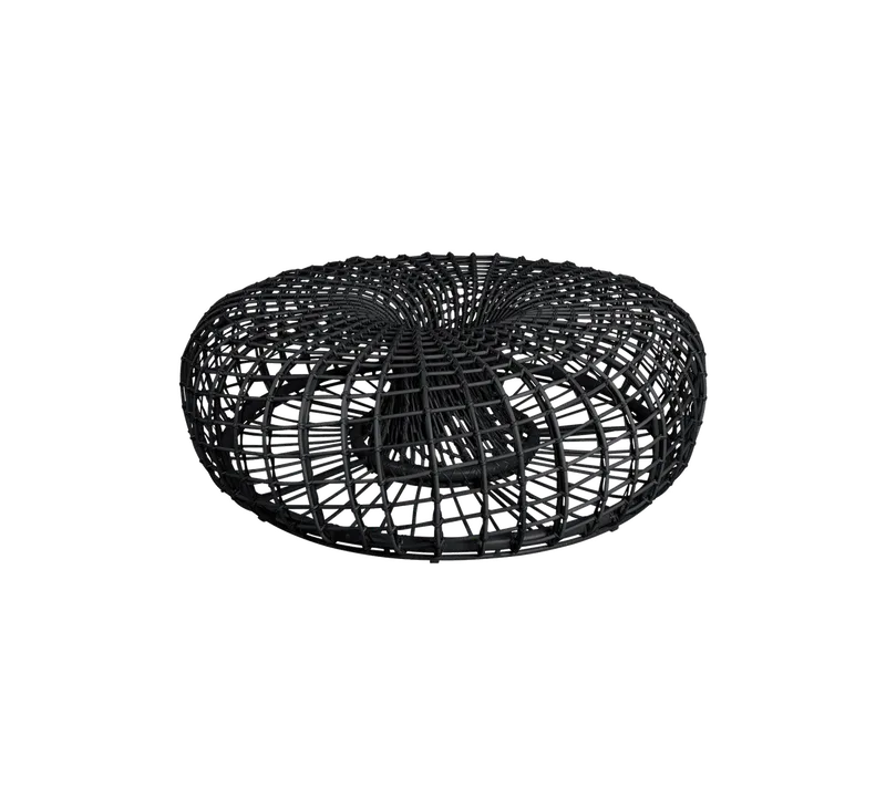 Nest coffee table/footstool, large by Cane-line in Lava grey, aluminium w/lava grey, medium round sticks Weave, None – product photo