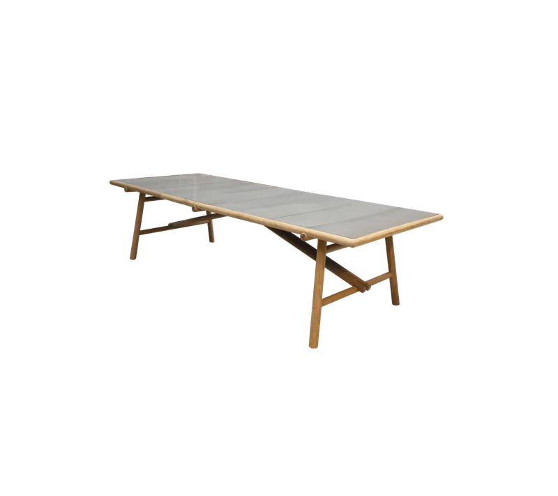 Sticks dining table, 280x100 cm by Cane-line in Teak, Taupe, glazed stone w/tiles – product photo