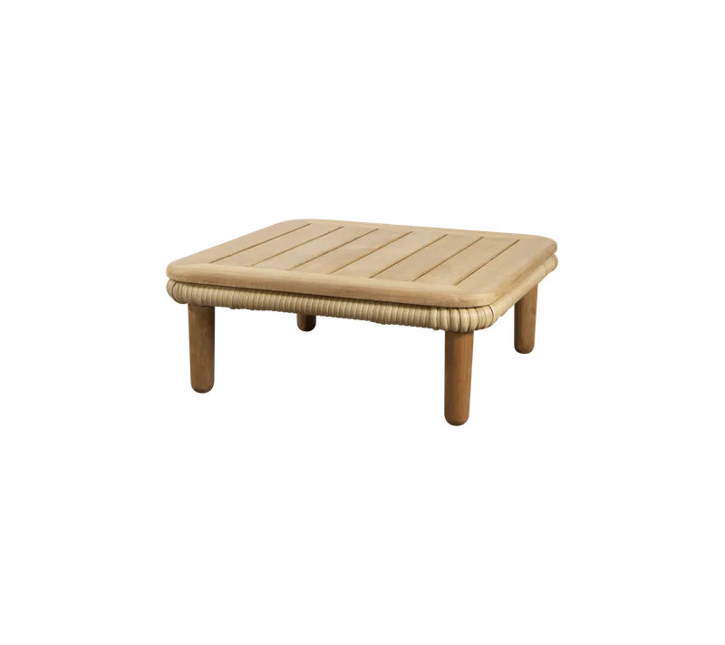 Arch coffee table w/teak table top by Cane-line in Natural, large flat peel Weave w/teak – product photo