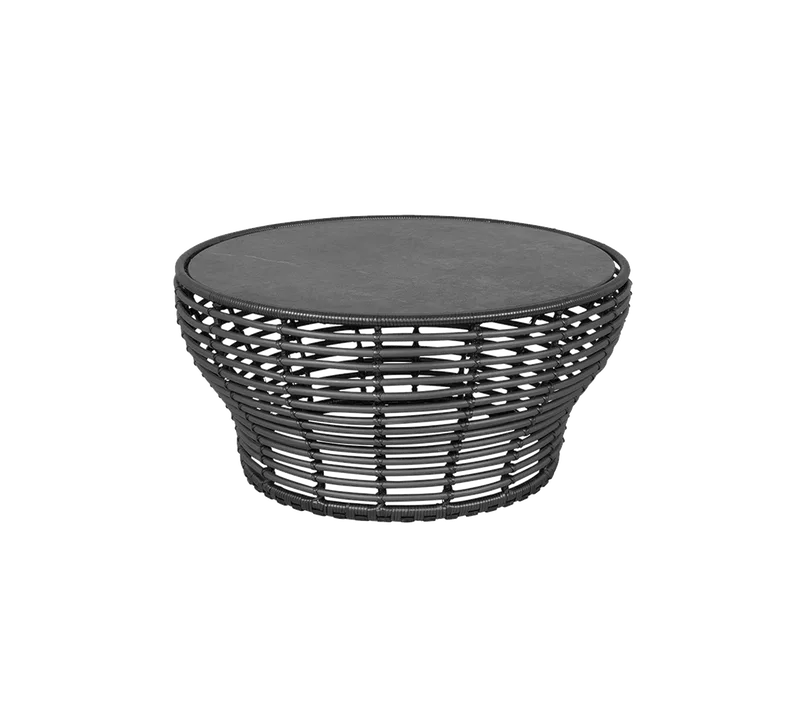 Basket coffee table, large von Cane-line in Graphite, braid Weave, Fossil black, ceramic – Produktfoto