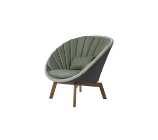 Peacock lounge chair de Cane-line en Grey/light grey, small flat peel Weave w/teak, Dark green, Link w/QuickDry & Airflow – photo du produit 2 sur 2