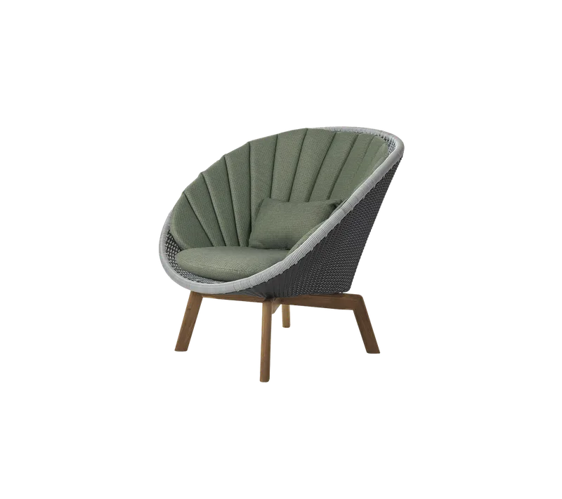 Peacock lounge chair de Cane-line en Grey/light grey, small flat peel Weave w/teak, Dark green, Link w/QuickDry & Airflow – photo du produit 2 sur 2