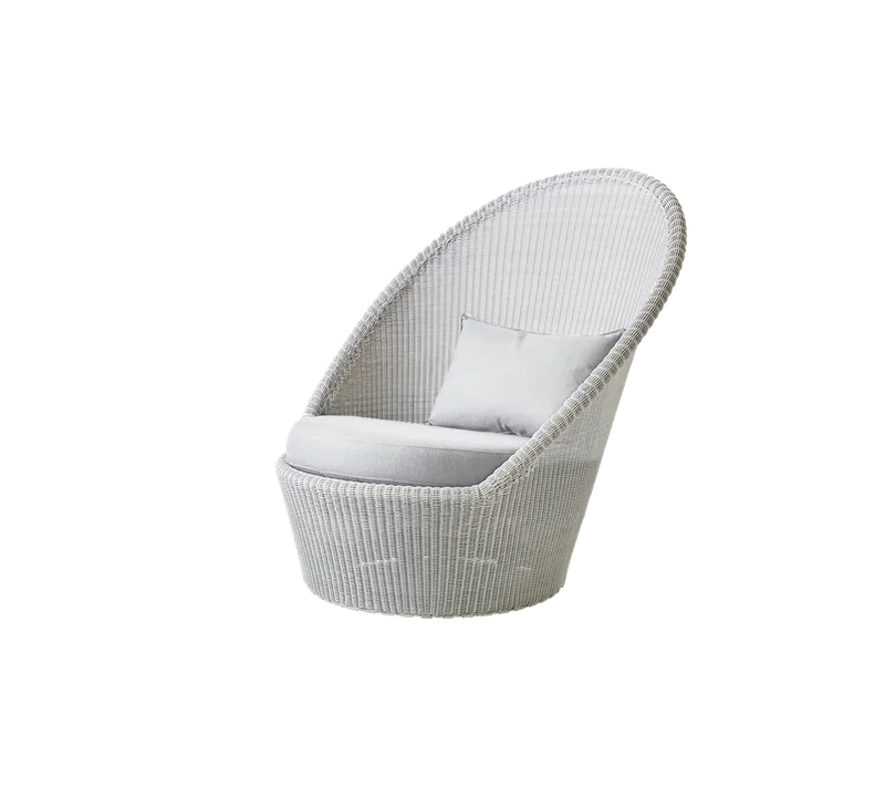 Kingston sunchair w/wheels by Cane-line in White grey, small round Weave, Light grey, Natté w/QuickDry & Airflow – product photo 2 of 2