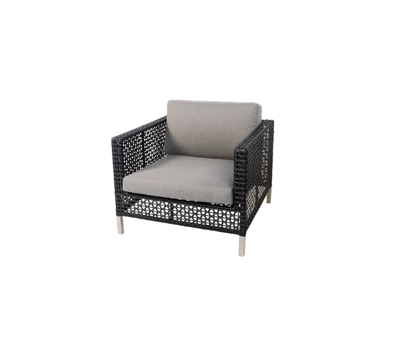 Connect lounge chair de Cane-line en Black/graphite, small cross peel Weave, Taupe, Natté w/QuickDry & Airflow – photo du produit