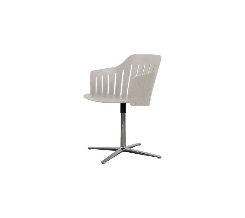 Choice chair with swivel base van Cane-line in Taupe, polypropylene, up to 98% recycled, Polished, aluminium – productfoto