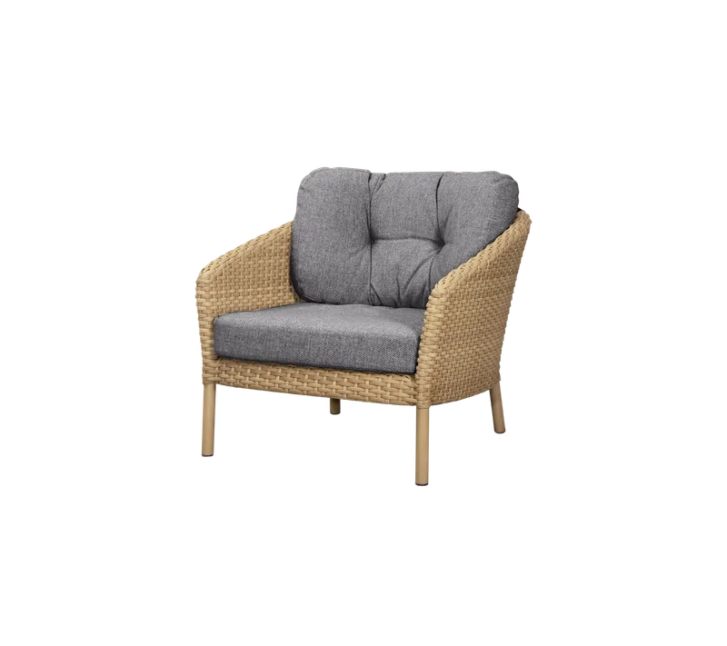 Ocean large lounge chair de Cane-line en Natural, large flat peel Weave, Dark grey, Wove w/QuickDry & Airflow – photo du produit