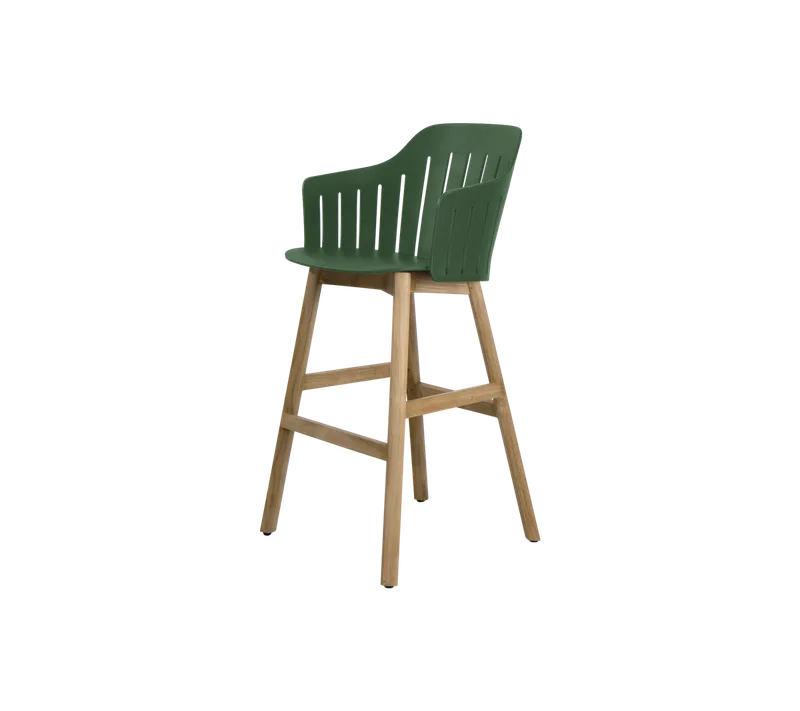 Choice bar chair von Cane-line in Dark green, polypropylene, up to 98% recycled, Teak – Produktfoto 2 von 2
