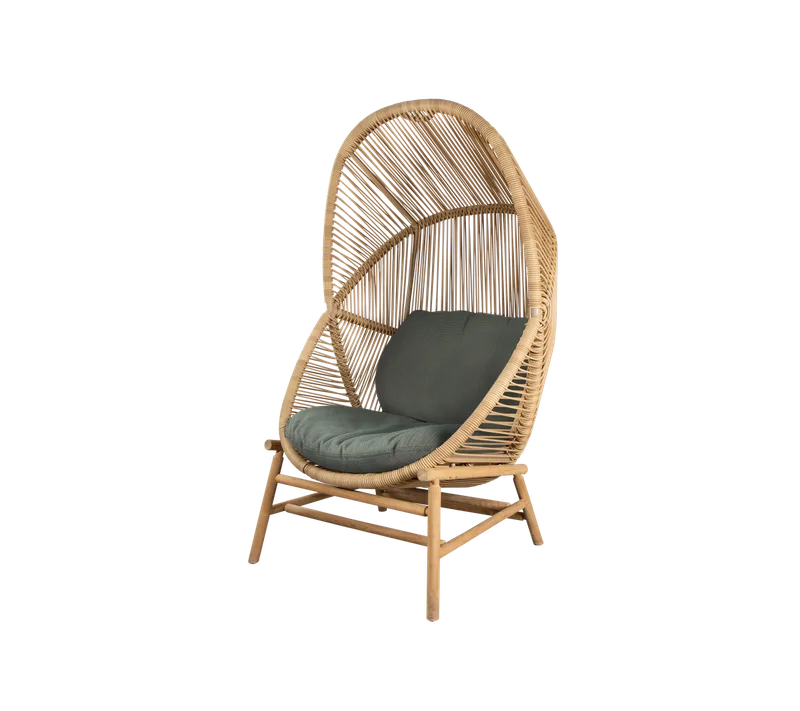 Hive chair by Cane-line in Natural, small round core Weave, Teak, Light green, Link w/QuickDry & Airflow – product photo