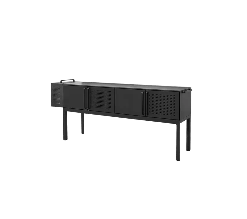 Drop kitchen module, main, incl. 3 shelves van Cane-line in Lava grey, aluminium, Fossil black, ceramic, Geen – productfoto 3 van 3