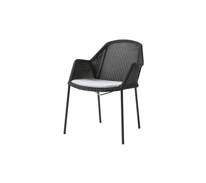 Breeze chair, stackable de Cane-line en Black, small round Weave, Light grey, Natté – photo du produit