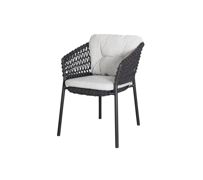 Ocean chair by Cane-line in Dark grey, round open Soft Rope, Light brown, Wove – product photo