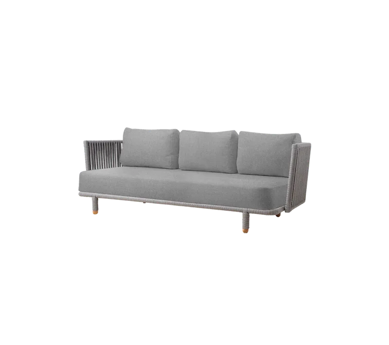 Moments 3-seater sofa von Cane-line in Grey, string open Soft Rope, Light grey, Essence – Produktfoto