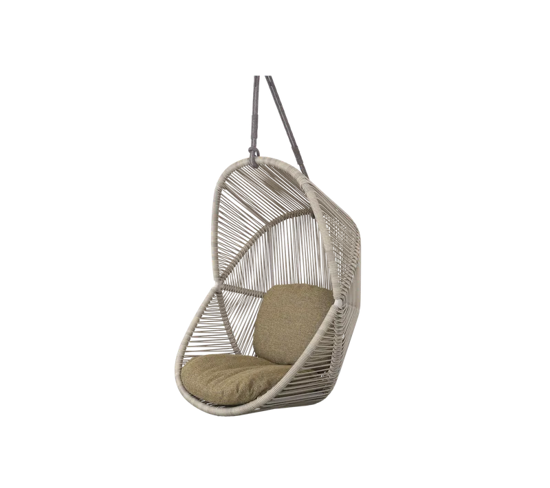 Hive chair von Cane-line in Sand, small round core Weave, Taupe, string Soft Rope, Turmeric yellow, Rise w/QuickDry & Airflow – Produktfoto
