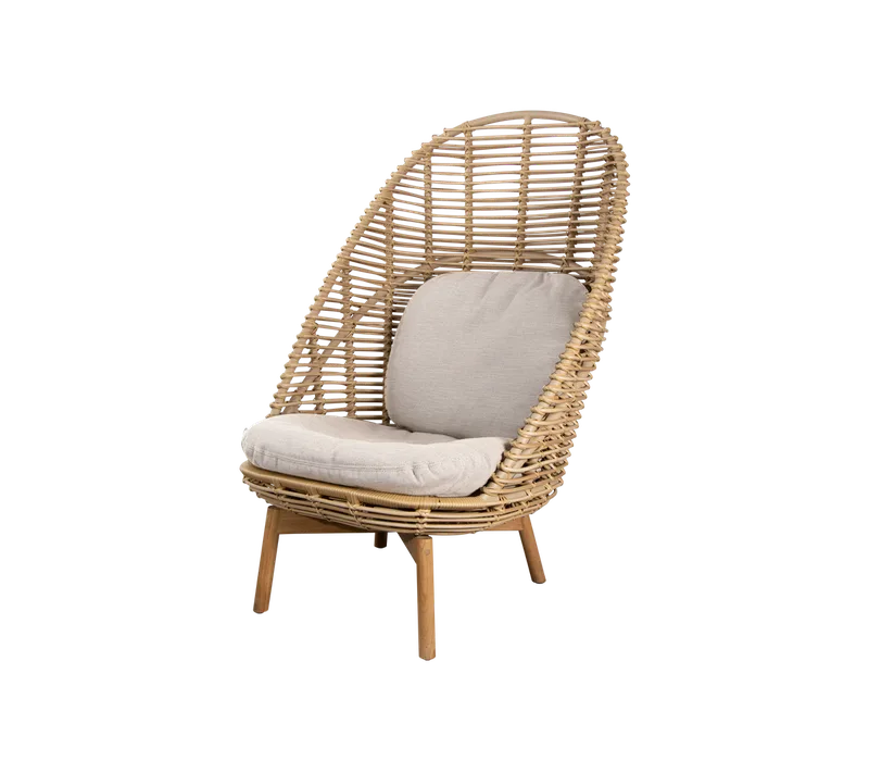 Hive highback chair by Cane-line in Natural, large round sticks Weave w/teak, Sand, AirTouch w/QuickDry & Airflow, None – product photo