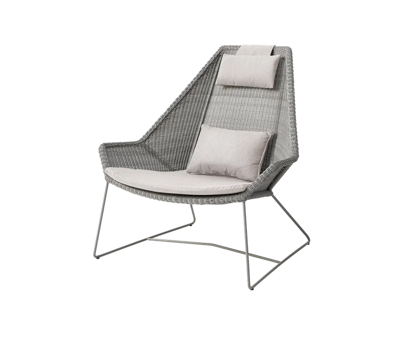 Breeze highback chair by Cane-line in Taupe, small round Weave, Sand, Natté – product photo