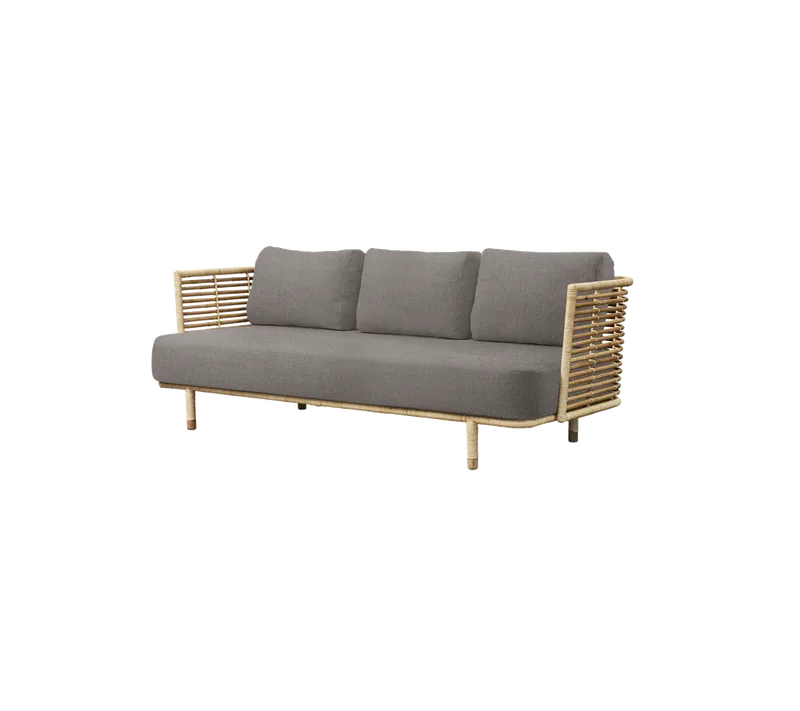 Sense 3-seater sofa de Cane-line en Natural, large round sticks rattan, Light brown, Essence – photo du produit