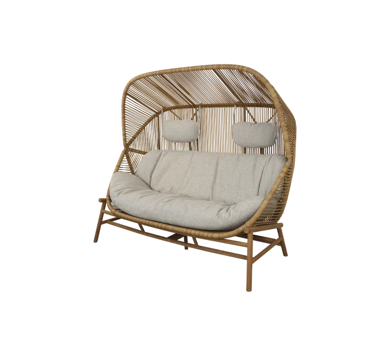 Hive 2-seater sofa by Cane-line in Natural, small round core Weave, Teak, Desert sand, Rise w/QuickDry & Airflow – product photo