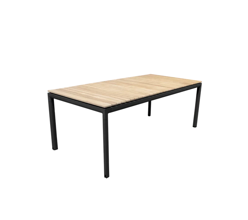 Drop dining table w/120 cm extension von Cane-line in Lava grey, aluminium, Teak – Produktfoto