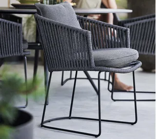 Moments chair by Cane-line in Dark grey, string open Soft Rope, Dark green, Wove – interior photo 1 of 2