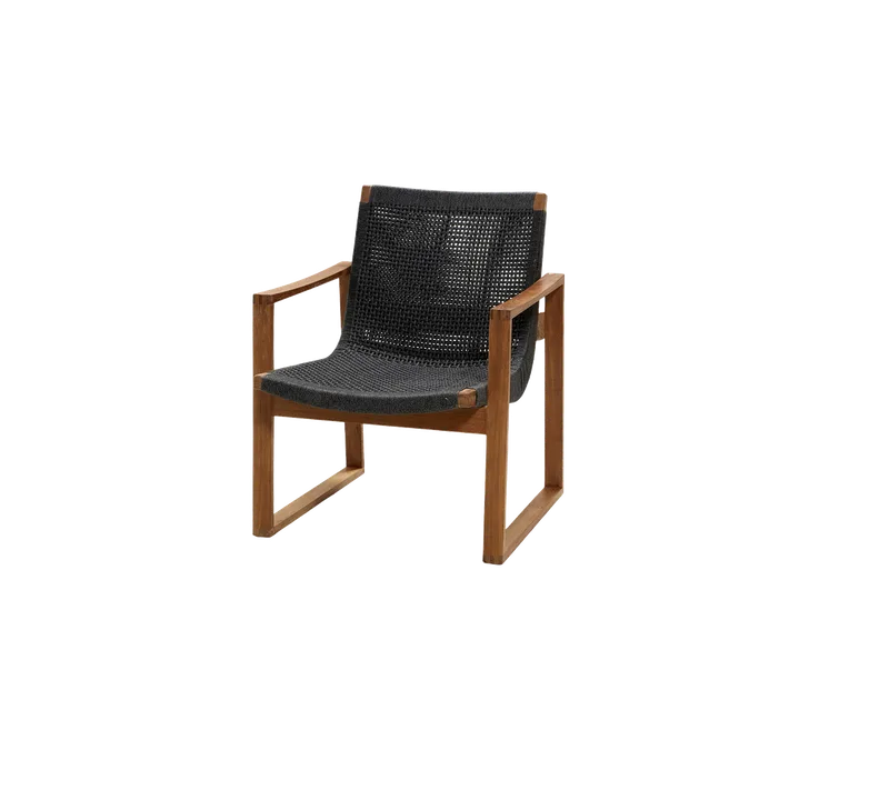 Endless lounge chair von Cane-line in Dark grey, medium flat Soft Rope w/teak – Produktfoto
