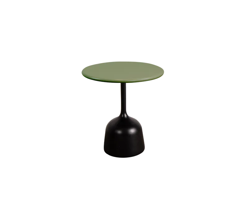 Glaze coffee table, small by Cane-line in Lava grey, semi glossy aluminium, Olive green, semi glossy aluminium – product photo