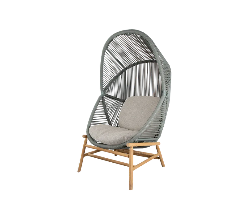 Hive chair by Cane-line in Dusty green, small round core Weave, Teak, Light brown, Rise w/QuickDry & Airflow – product photo