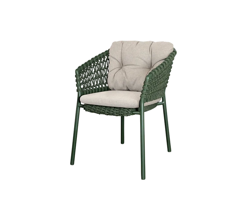 Ocean chair by Cane-line in Dark green, round open Soft Rope, Desert sand, Rise – product photo
