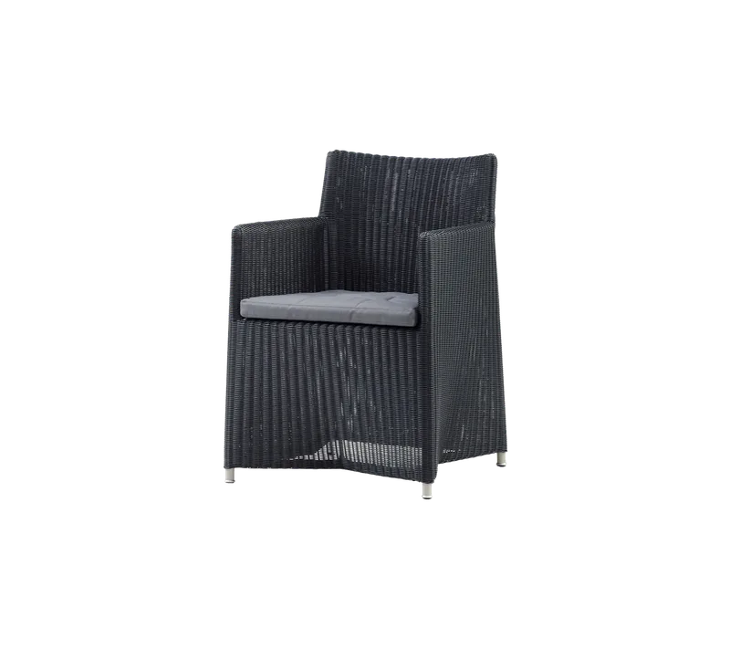 Diamond chair by Cane-line in Graphite, small round Weave incl. grey Natté w/QuickDry & Airflow – product photo