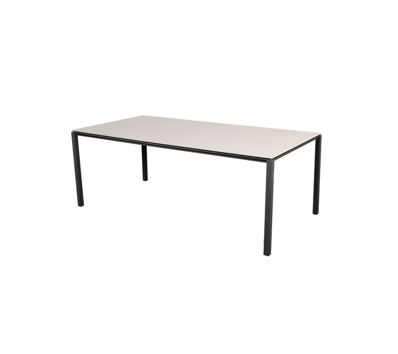Pure dining table, 200x100 cm van Cane-line in Lava grey, aluminium, Toscana sand, ceramic – productfoto