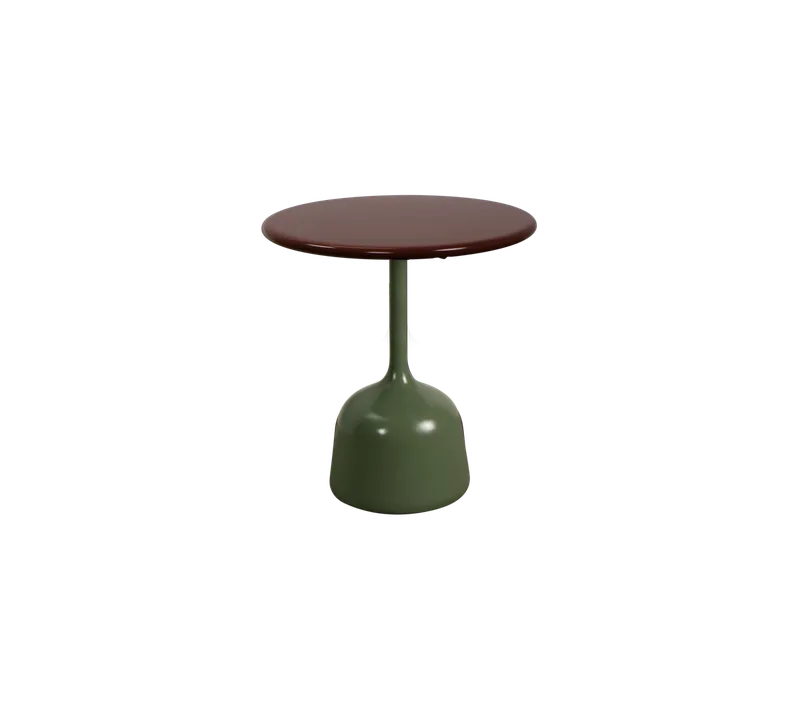 Glaze coffee table, small van Cane-line in Olive green, semi glossy aluminium, Burgundy, semi glossy aluminium – productfoto